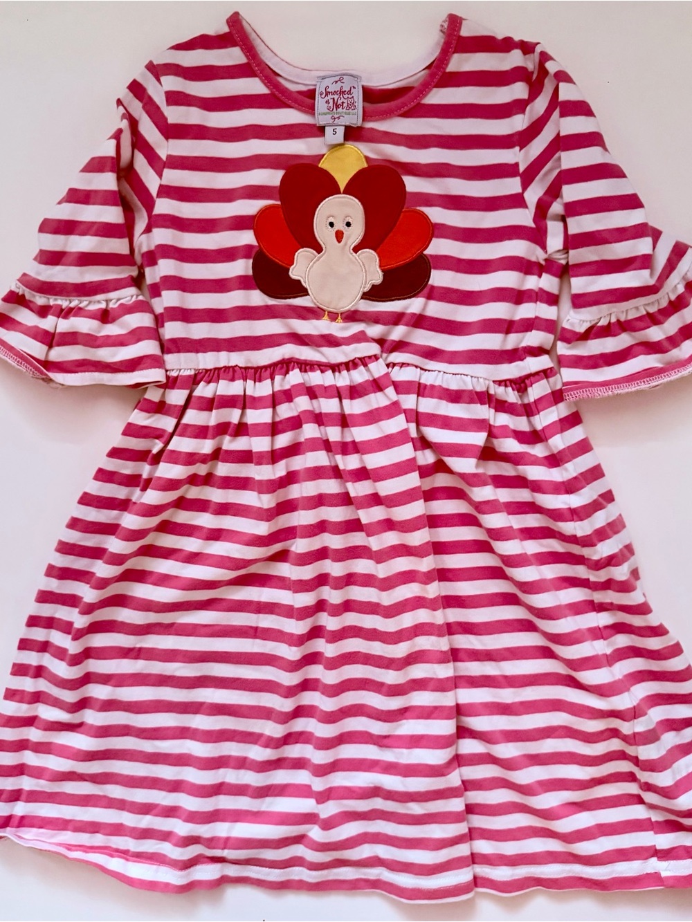 Size 5 Pink & White Striped Turkey Dress